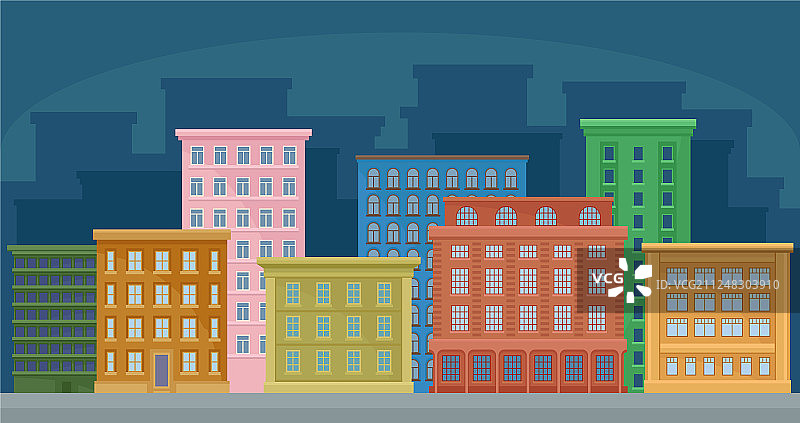 色彩缤纷的住宅和公共城市景观图片素材