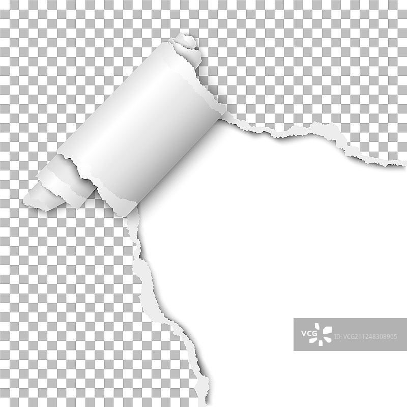 透明右下角的撕裂破洞图片素材
