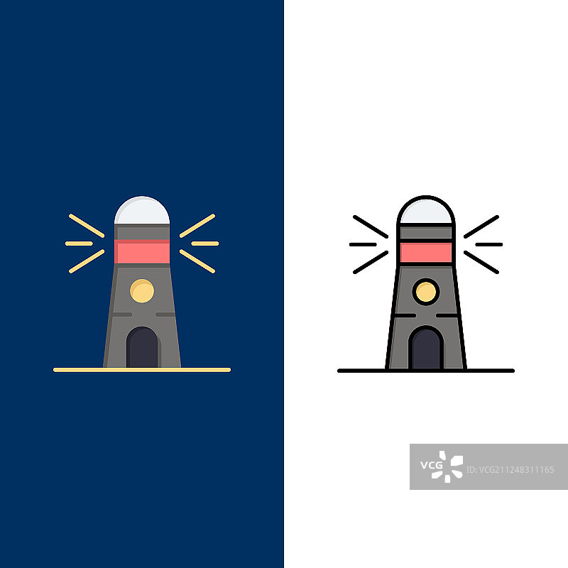 灯塔建筑导航图标（扁平风格）图片素材