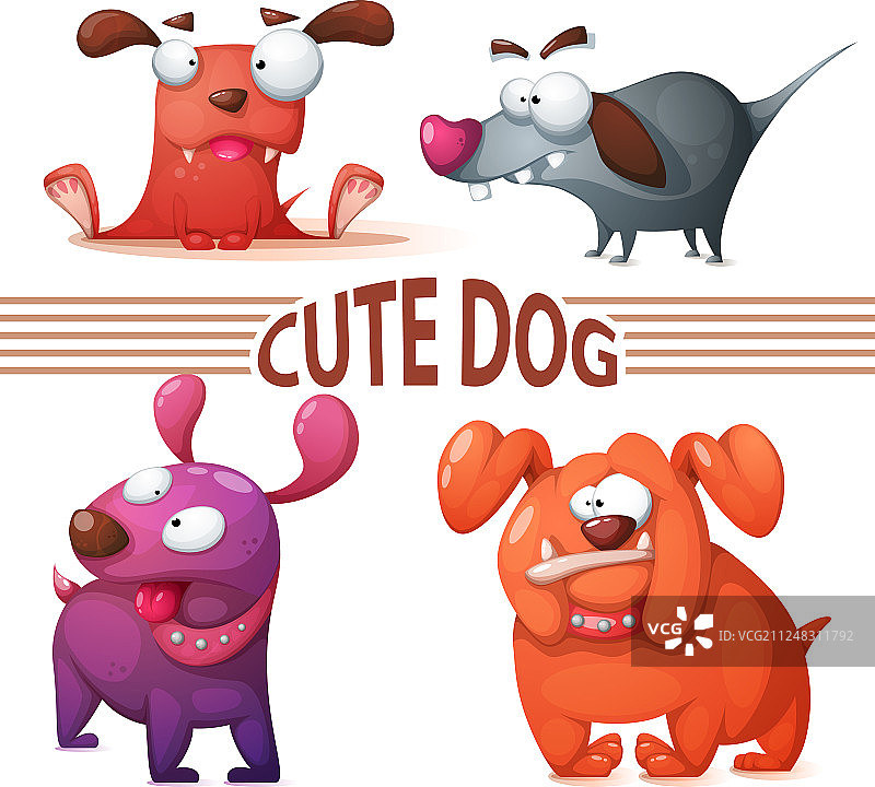 彩色可爱小狗合集图片素材