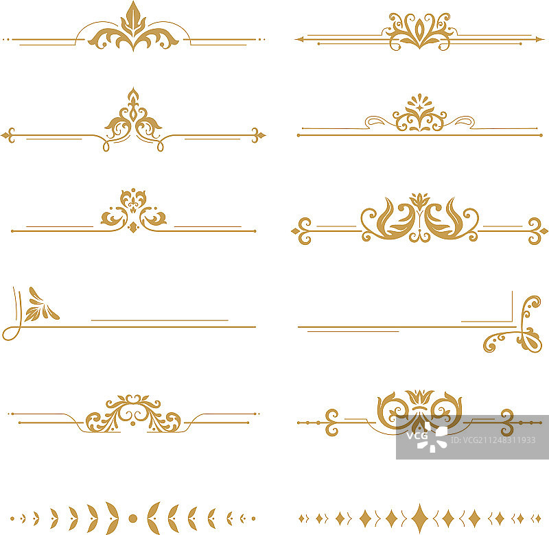 优雅的织锦分隔线，复古精品花卉图案图片素材