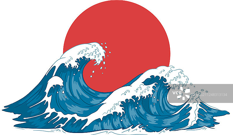 日本海浪，巨浪滔天图片素材