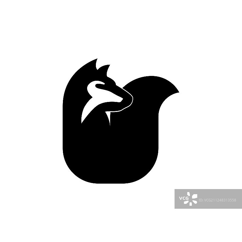 狐狸字母U标志设计模板黑色图片素材