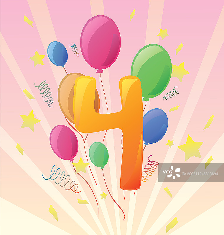 第四个生日贺卡设计图片素材