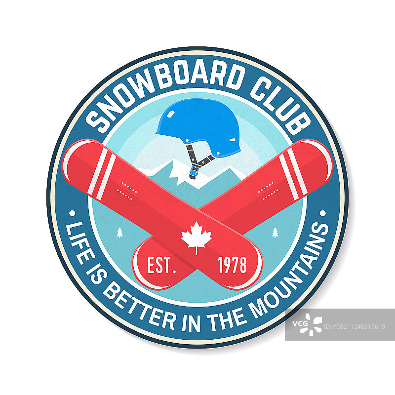 滑雪板俱乐部衬衫印花概念图片素材