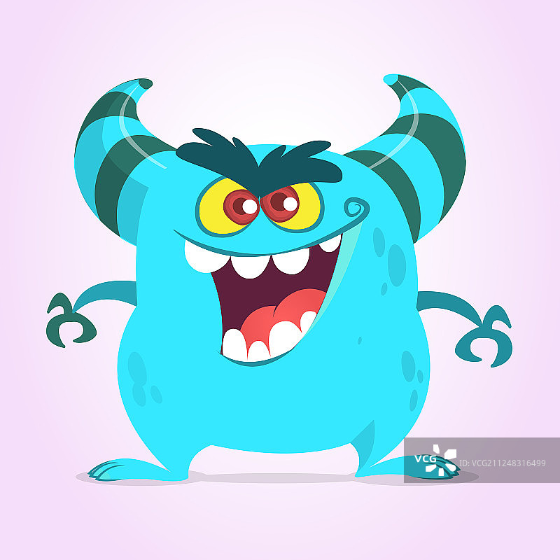 带角的可爱卡通怪物图片素材