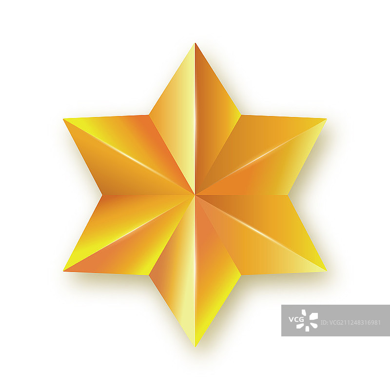 逼真的金色多面星星图标图片素材