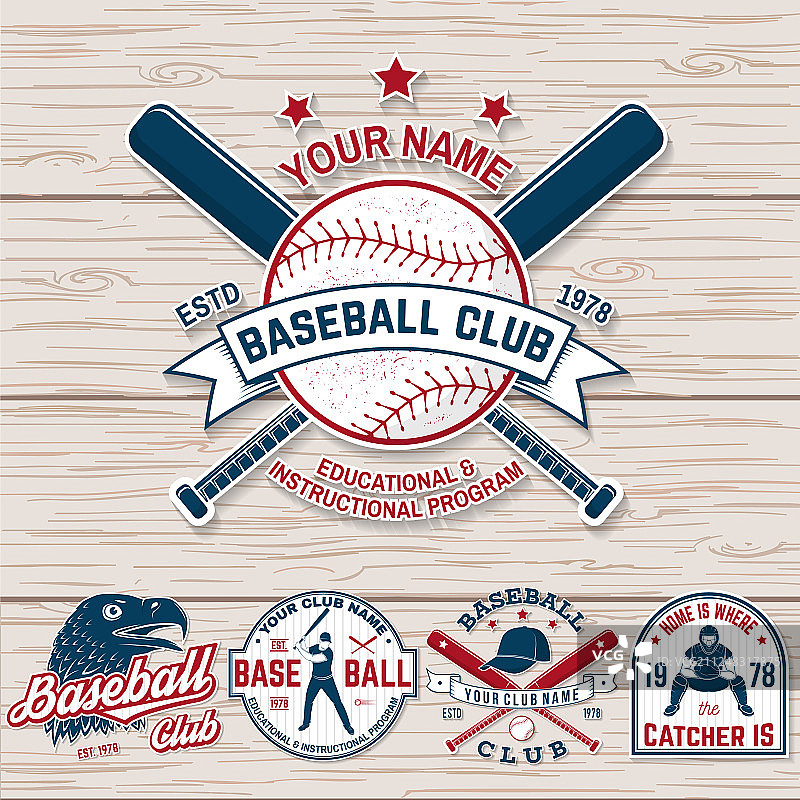 棒球或垒球俱乐部徽章图片素材