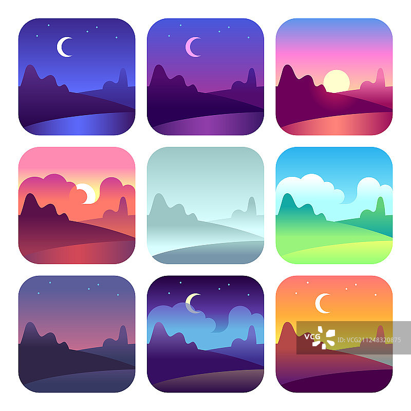 不同时段的日出图片素材