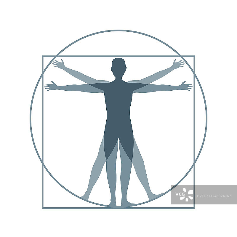 卡通维特鲁威人剪影图片素材