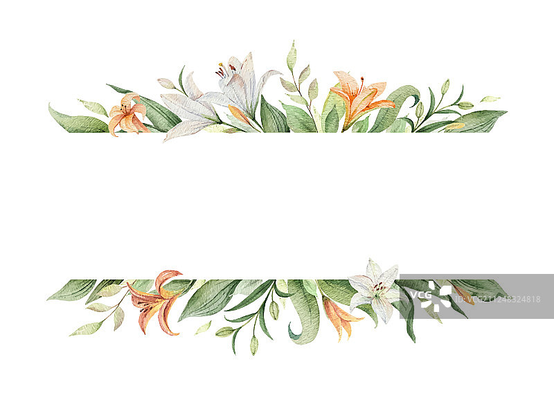 水彩橙色百合花banner图片素材