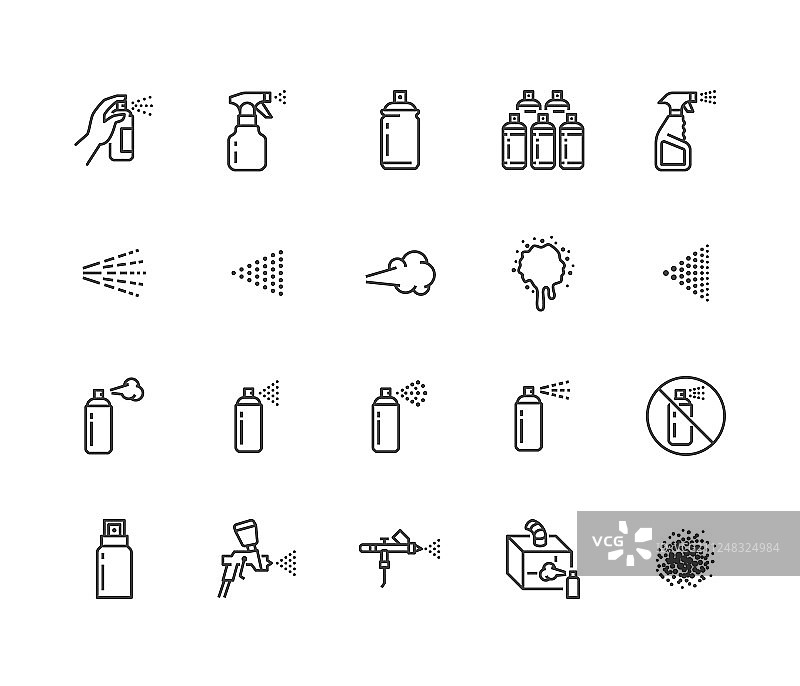 喷雾罐扁平线条图标合集图片素材