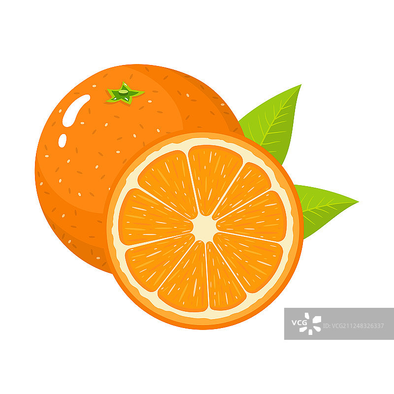 完整和半个新鲜橙子图片素材