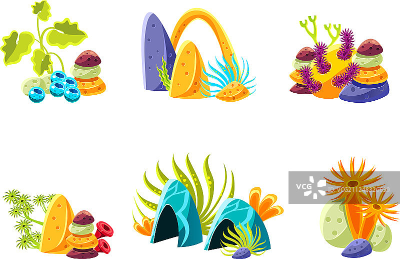 不同海洋的扁平风格组合图片素材