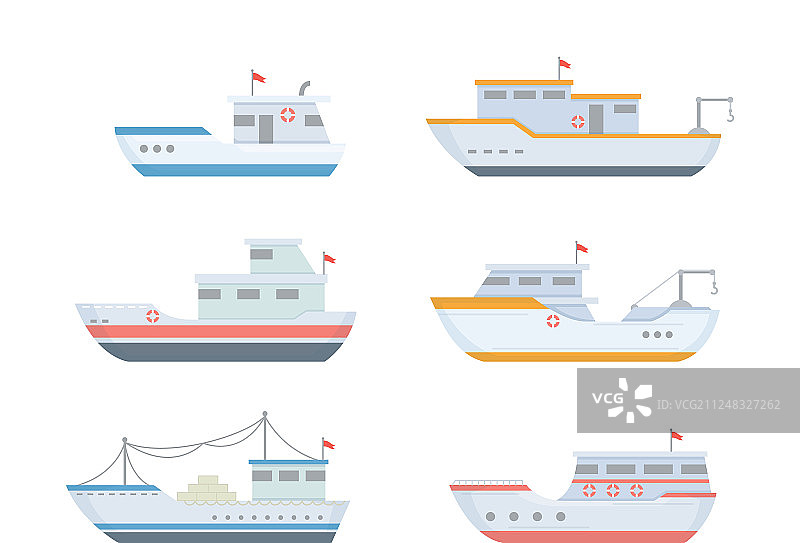 各种尺寸的渔船合集图片素材