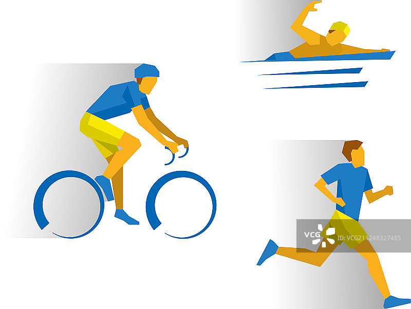 铁人三项：自行车、马拉松游泳图片素材