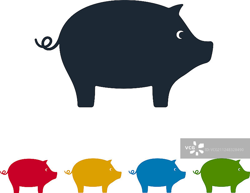小猪轮廓剪影图标图片素材