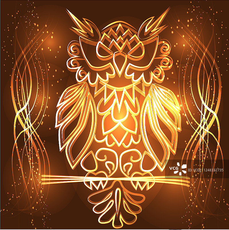 紫色霓虹灯奇幻猫头鹰图片素材