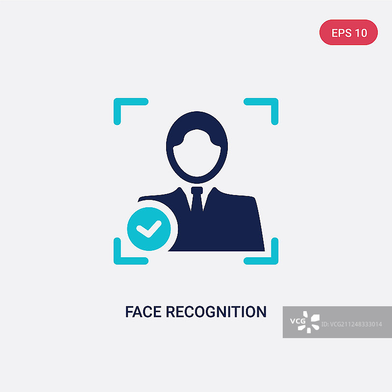 人工智能双色人脸识别图标图片素材