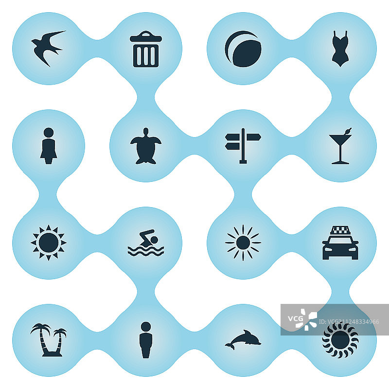 简约海滩图标合集图片素材