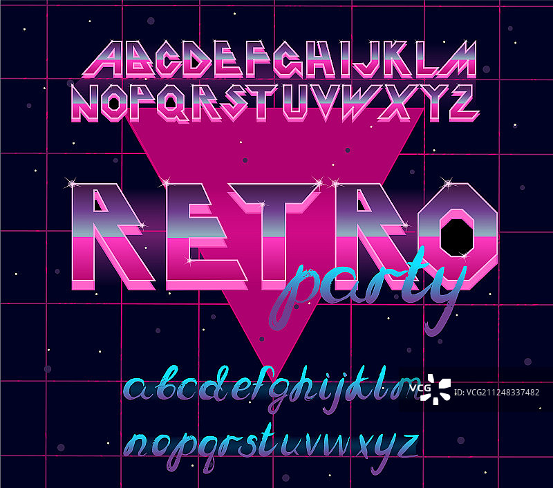 80年代复古字母字体排版图片素材