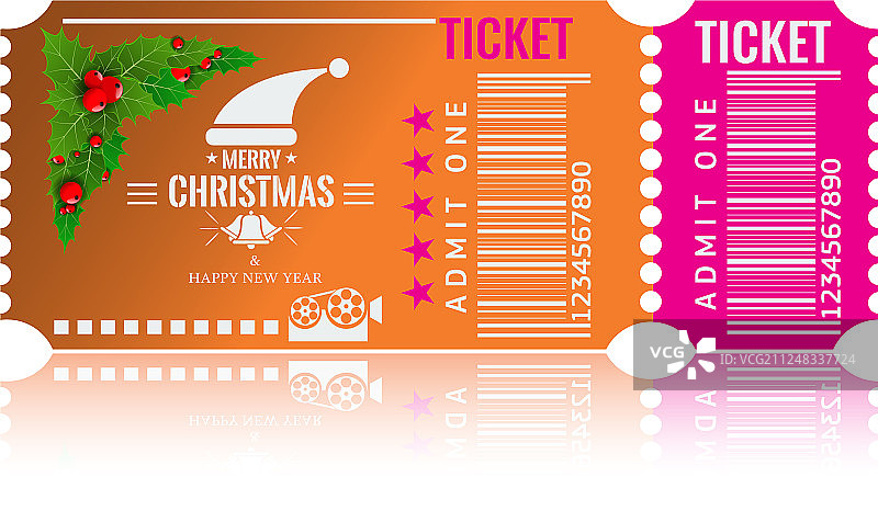 圣诞节或新年派对门票卡设计图片素材