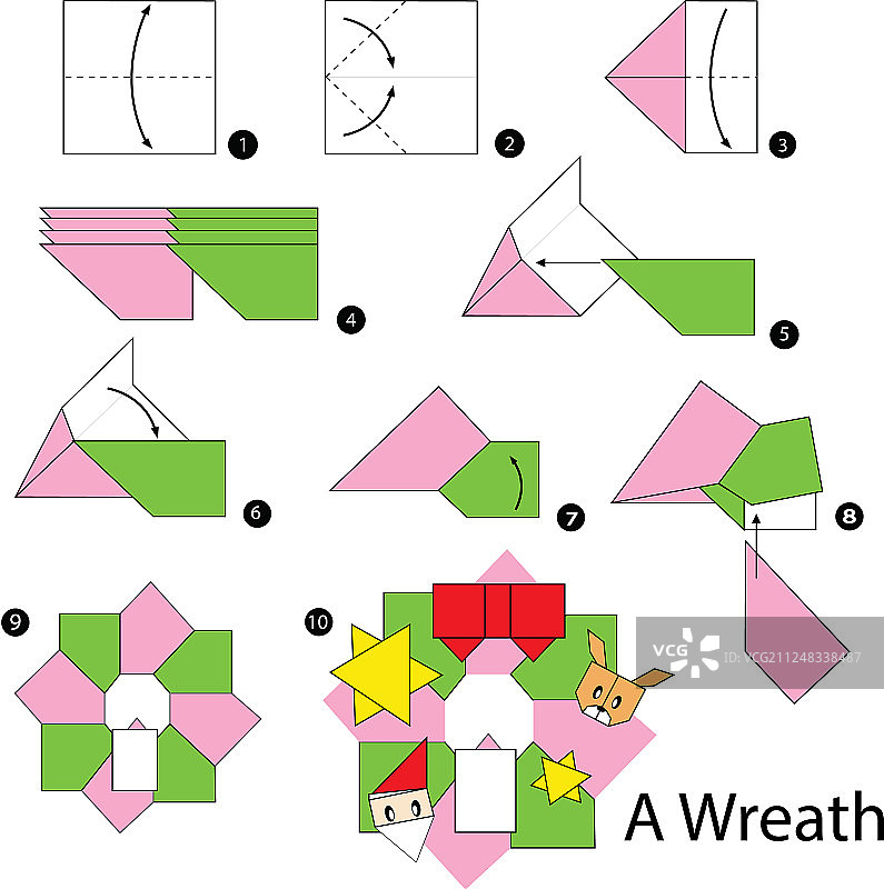 一步一步地指导如何制作折纸图片素材