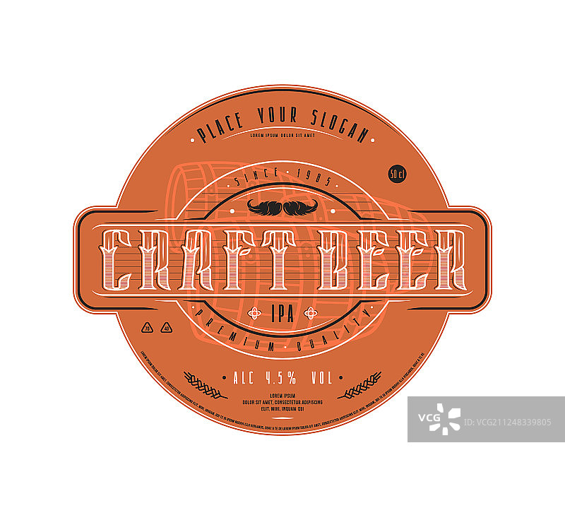 复古风格精酿啤酒标签模板图片素材