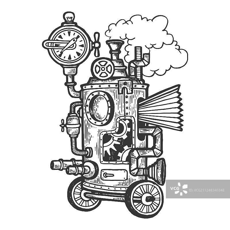 蒸汽朋克机械雕刻图片素材