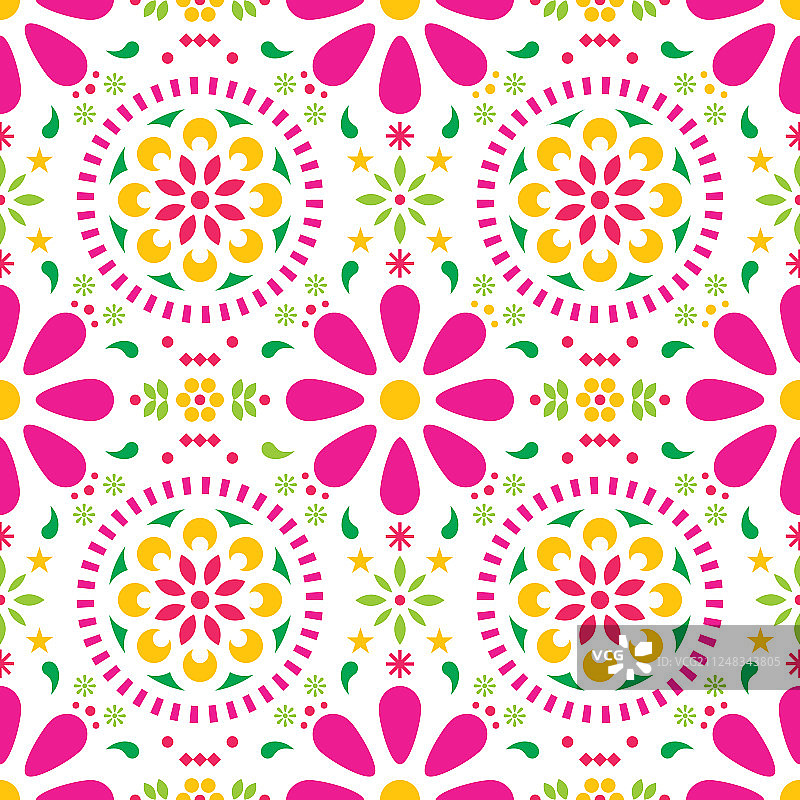 墨西哥民间花卉无缝图案图片素材