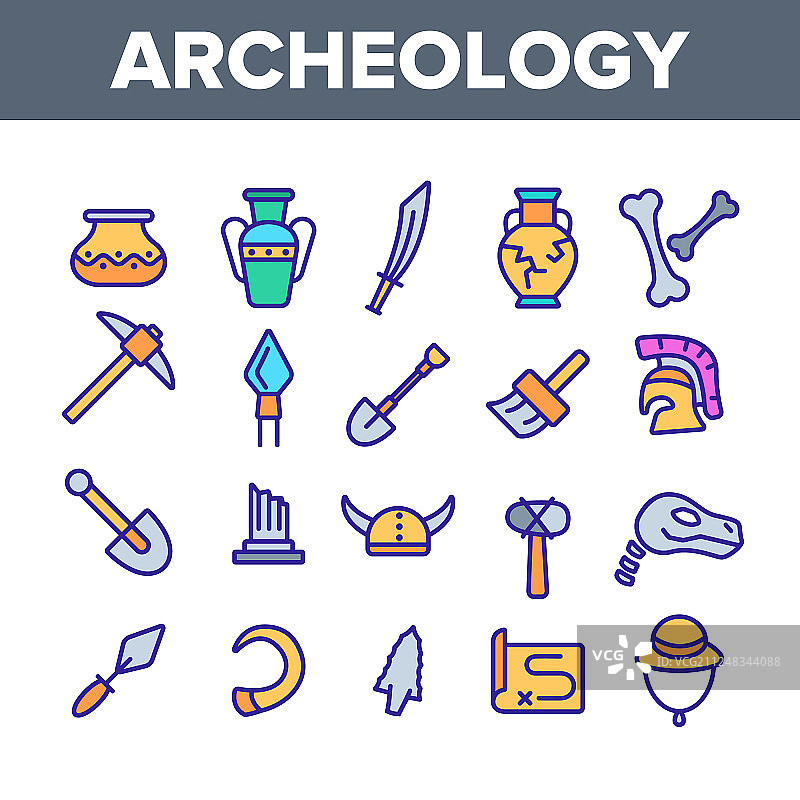 考古工具和线性挖掘图片素材