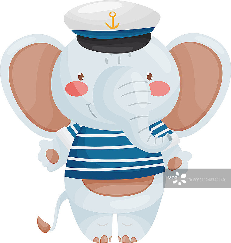 卡通风格的大象水手角色图片素材