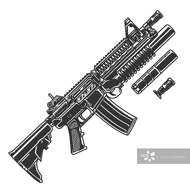 复古现代自动步枪模板图片素材