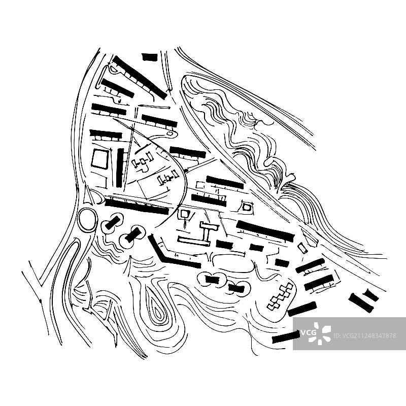 手绘城市街道地图图片素材