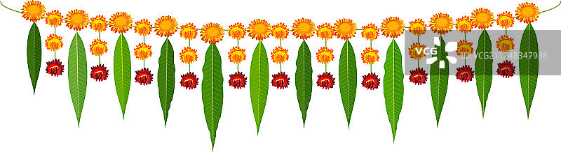 印度传统马拉花环芒果叶图片素材