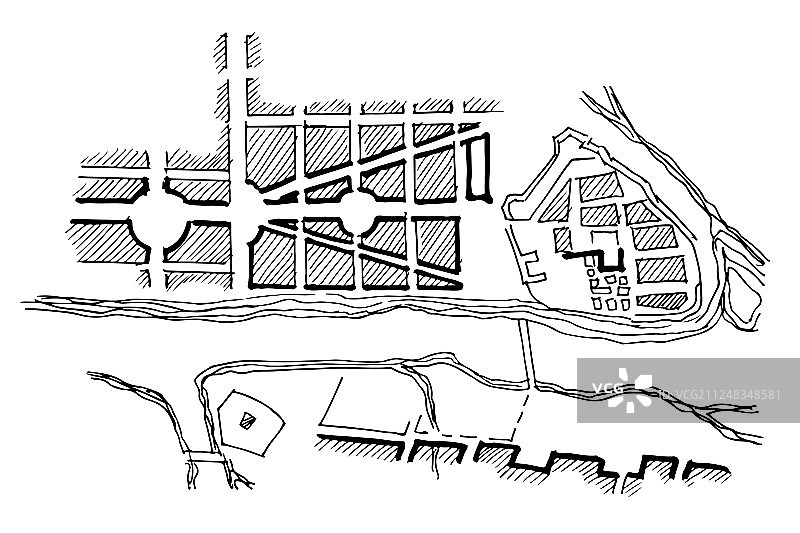 手绘城市街道地图图片素材