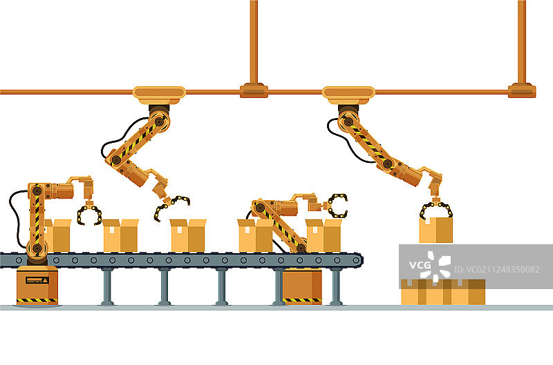 棕色机械爪自动包装输送机图片素材