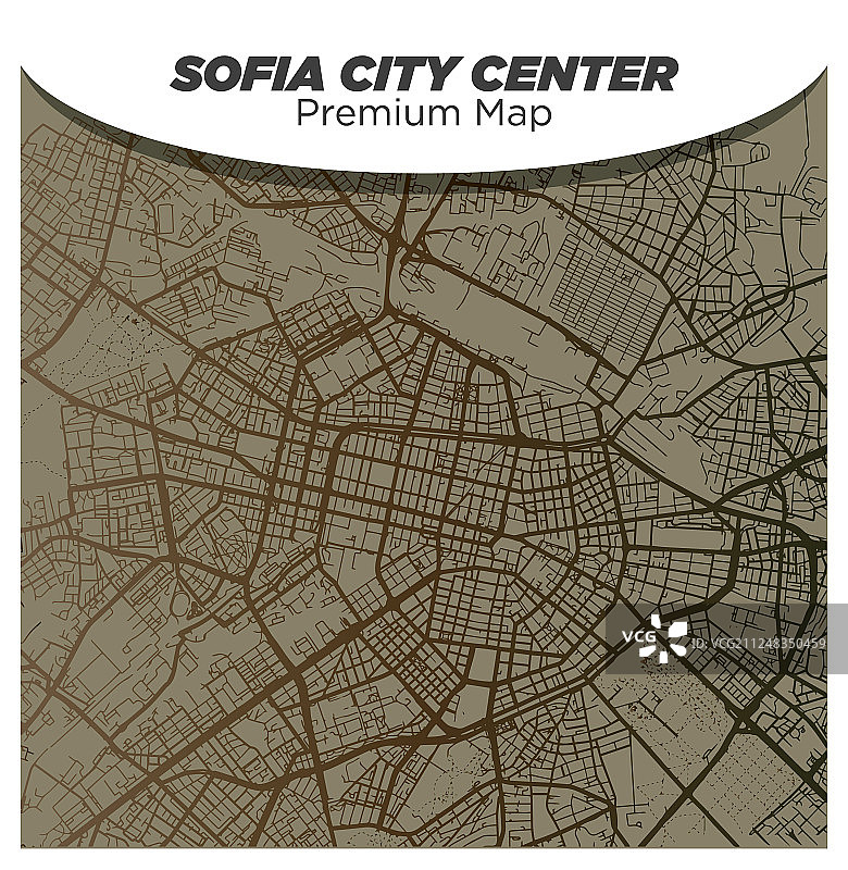 深色背景上的老式索非亚市中心地图图片素材