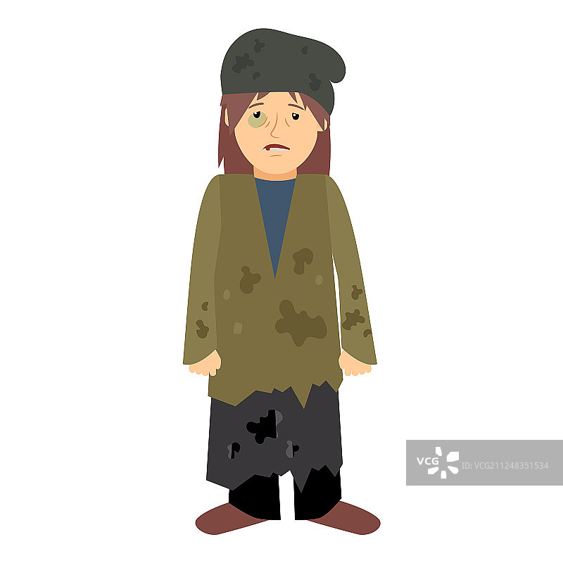 眼部受伤的无家可归妇女图片素材