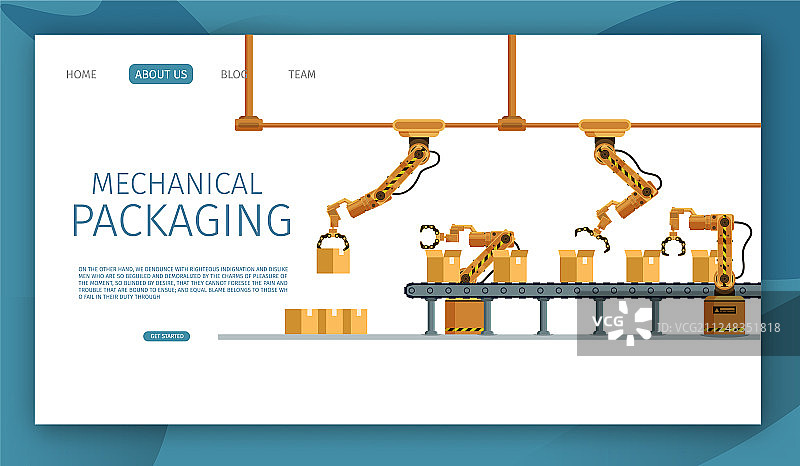 自动机械爪包装纸箱图片素材