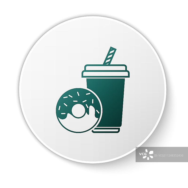 带吸管和甜甜圈的绿色苏打饮料图片素材
