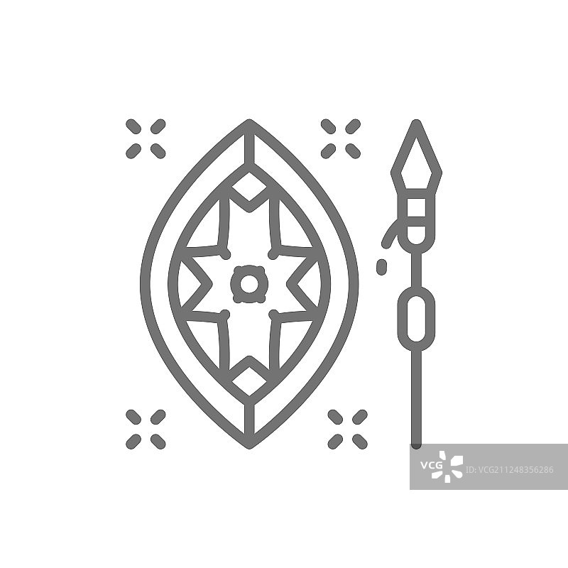 非洲矛和盾线条图标图片素材