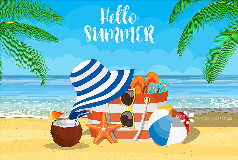 海景沙滩沙滩包图片素材