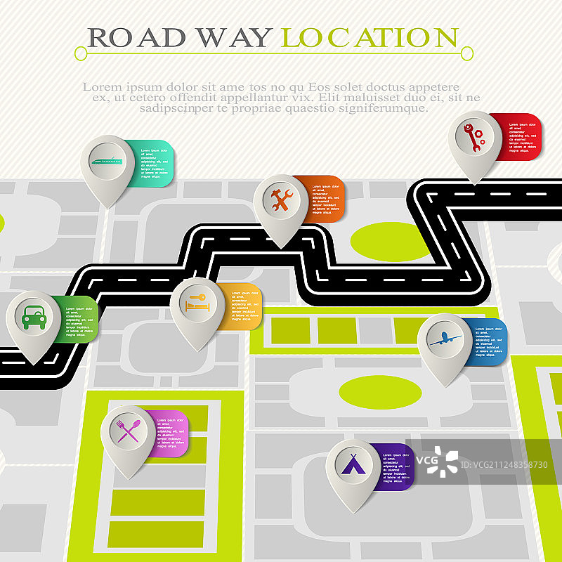 带有导航图标的城市地图图片素材