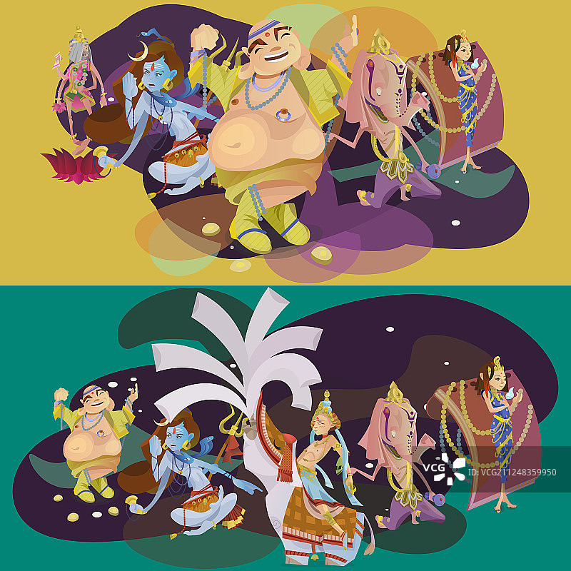 瑜伽冥想中的印度神图片素材