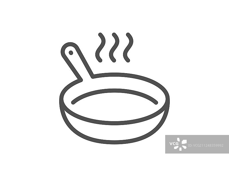 煎锅线条图标，烹饪食物标志图片素材