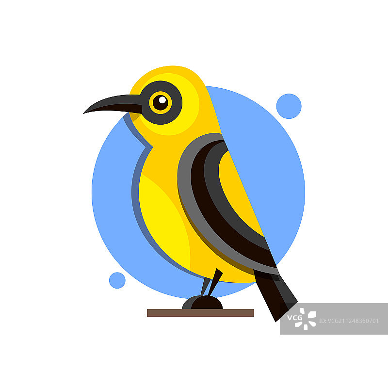 树枝上的黄鹂扁平风格logo图片素材