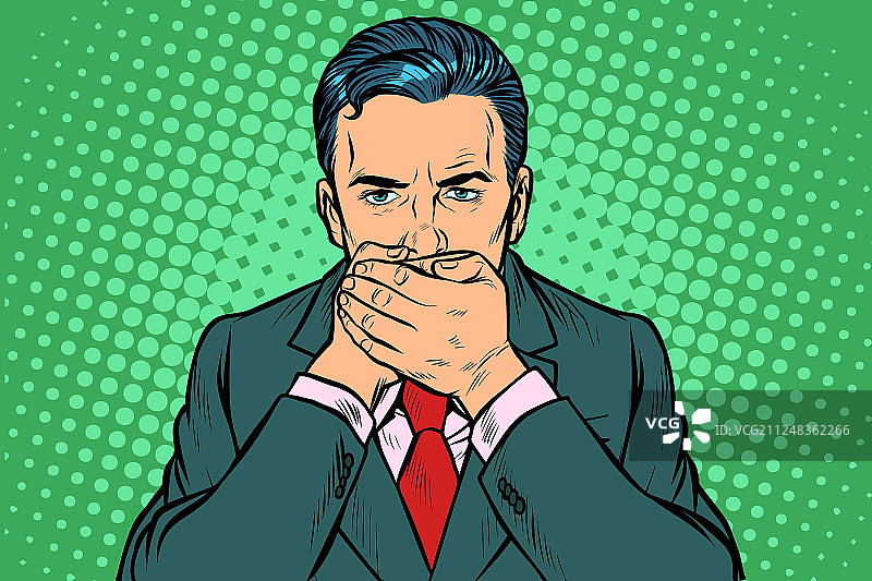 男人捂住了嘴图片素材