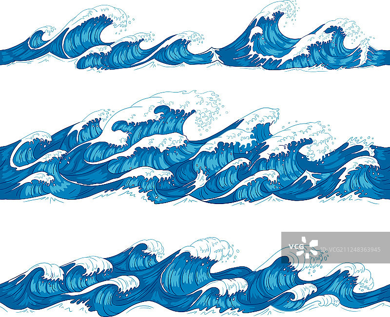 无缝海浪冲浪装饰图案图片素材