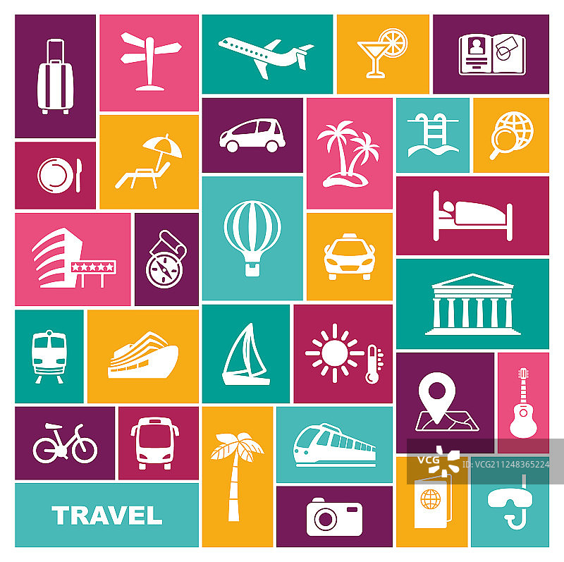 扁平风格旅行图标图片素材
